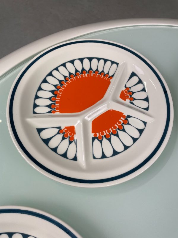 Set of 5 Fondue Plates - Turi Design Daisy by Figgjo Flint - vintage design - Made in Norway - 60's Mid Century tableware