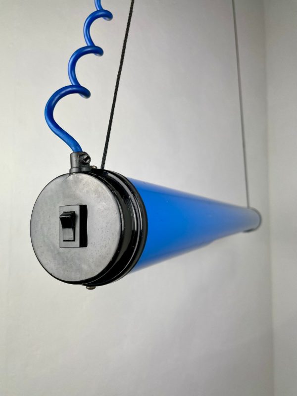 echtvintage Modern fluorescent tube lamp - echt vintage 80s lighting - rare blue plastic light pop-art