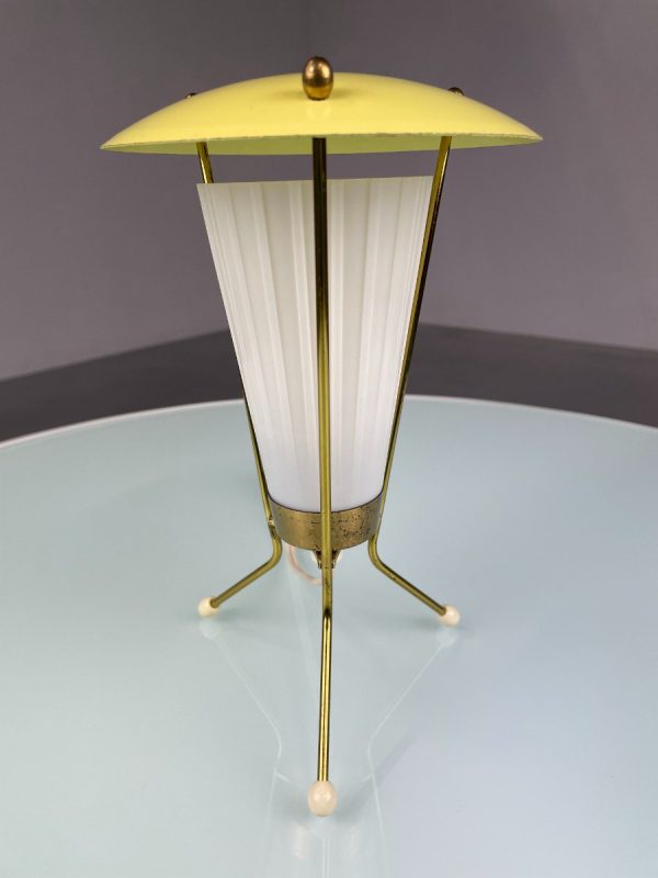 echt Vintage 1950s tripod table lamp - old 3 legged lighting - rare 50s brass Dutch ufo design light echtvintage