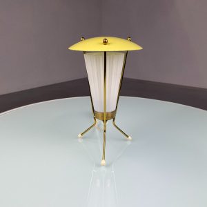 echt Vintage 1950s tripod table lamp - old 3 legged lighting - rare 50s brass Dutch ufo design light echtvintage