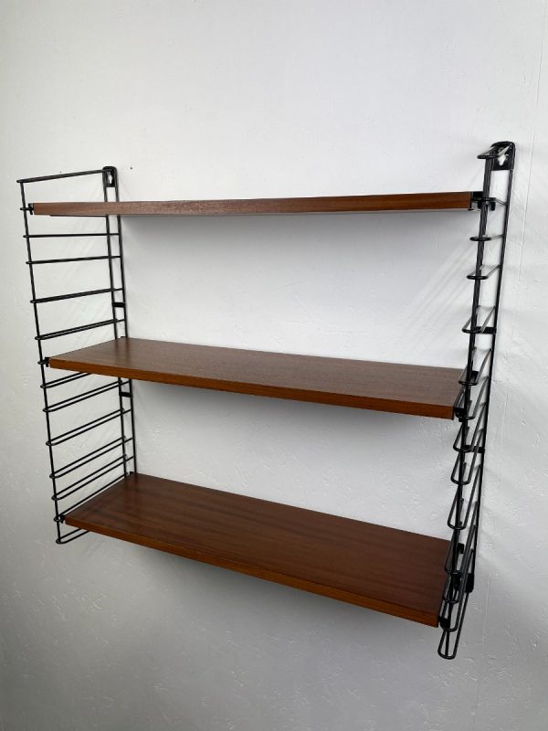 echt Vintage metal teak wood wall rack - TOMADO original 60s design shelf - modern Dutch bookshelf echtvintage