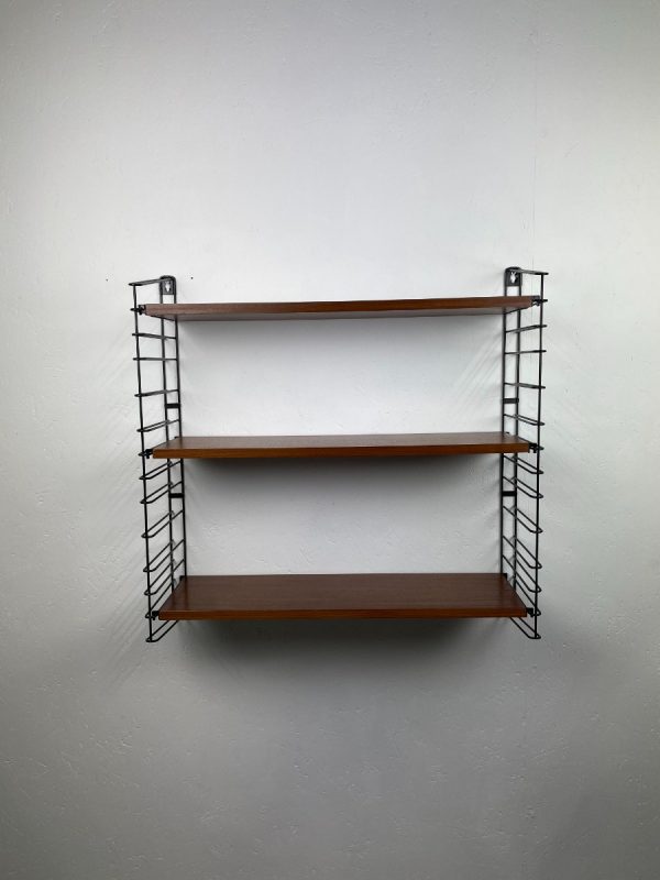 echt Vintage metal teak wood wall rack - TOMADO original 60s design shelf - modern Dutch bookshelf echtvintage