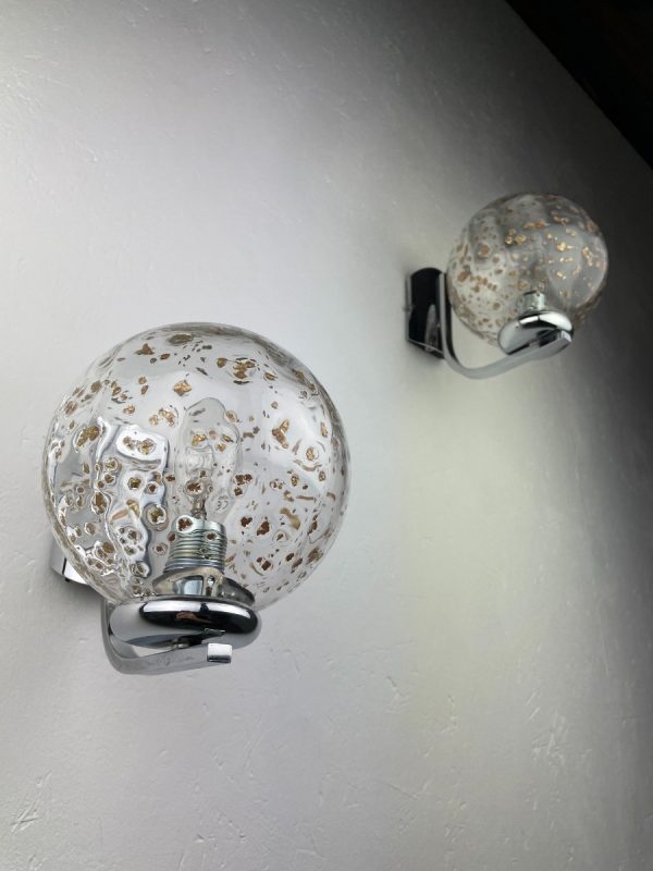 echtvintage Doria Lichtenwerken gold flakes glass design wall lamp set of 2 - vintage 60's Mid Century light