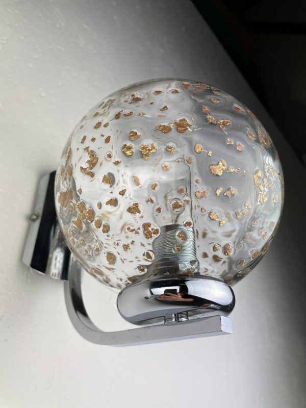 echtvintage Doria Lichtenwerken gold flakes glass design wall lamp set of 2 - vintage 60's Mid Century light