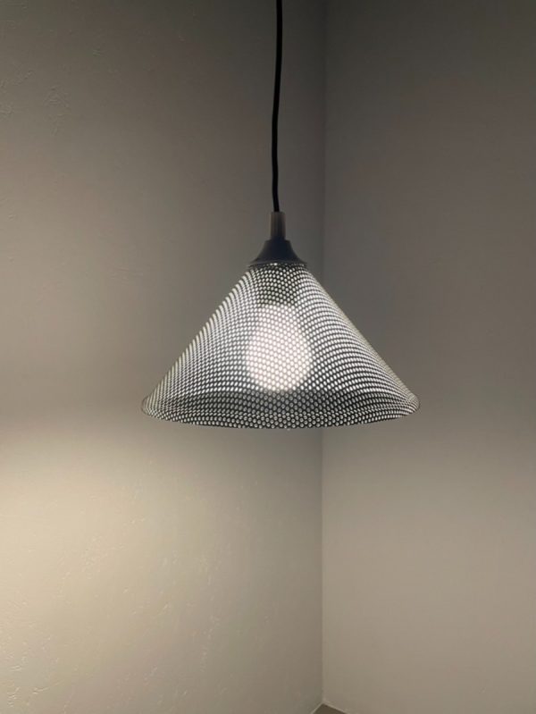 Vintage modern 1970 hanging lamp - perforated metal design lamp - white metal pendant light echtvintage echt