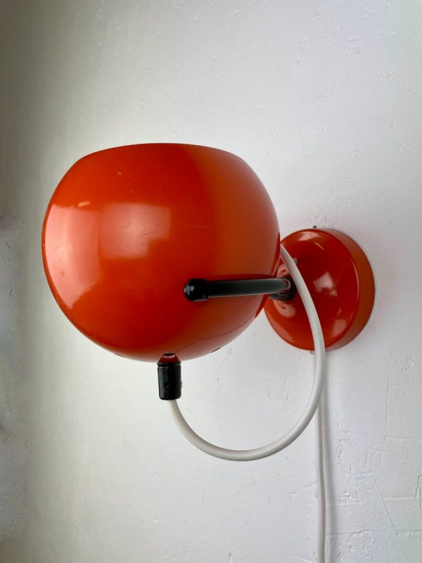 vintage 1970s basket eyeball wall lamp - GePo 70s Dutch design - adjustable orange metal Aluminium ball lamp echtvintage