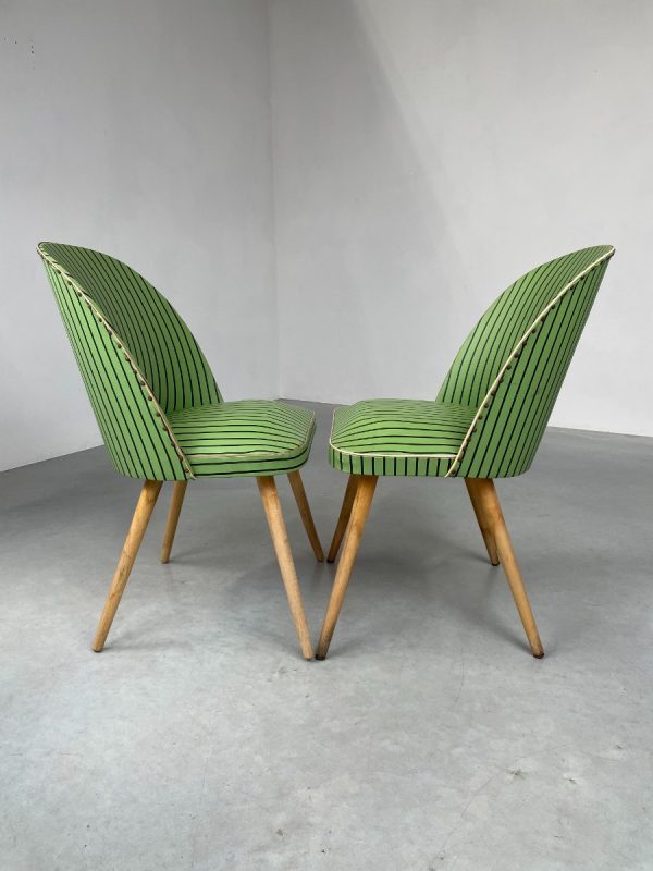 1950s original Thonet lounge cocktail chair - vintage 50s design green leatherette echtvintage