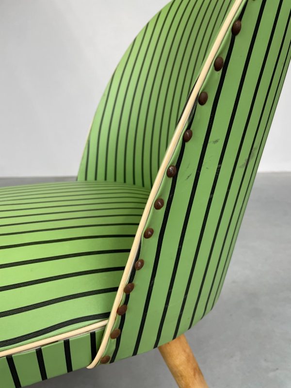 1950s original Thonet lounge cocktail chair - vintage 50s design green leatherette echtvintage