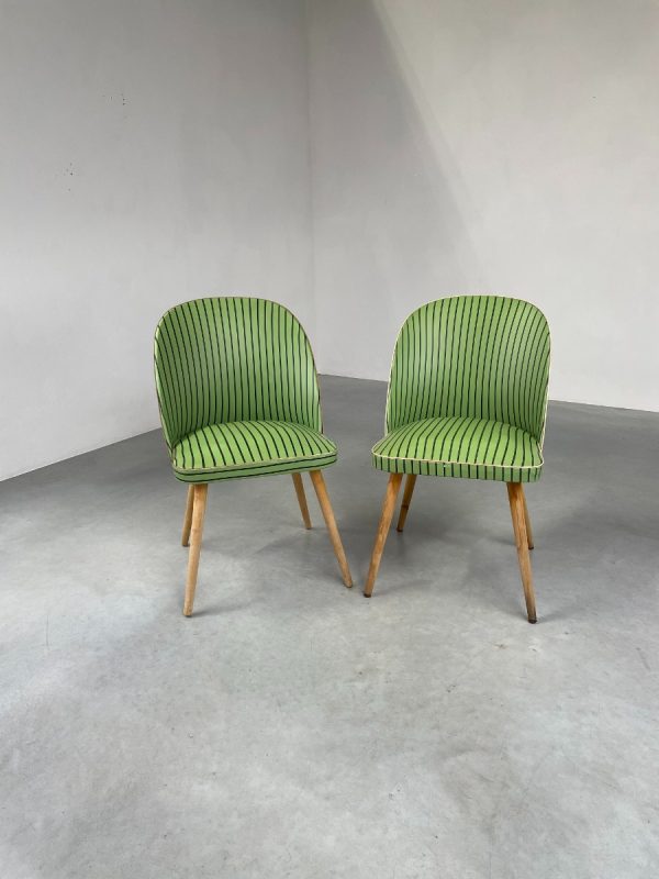 1950s original Thonet lounge cocktail chair - vintage 50s design green leatherette echtvintage