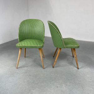 1950s original Thonet lounge cocktail chair - vintage 50s design green leatherette echtvintage