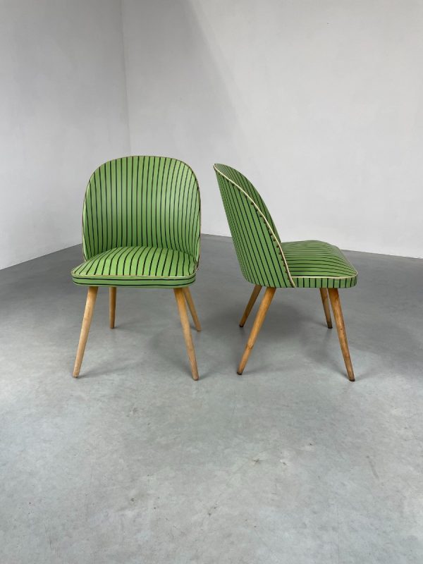 1950s original Thonet lounge cocktail chair - vintage 50s design green leatherette echtvintage