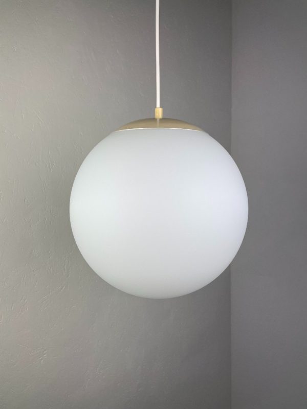 HALA Zeist Vintage glass sphere 30 cm. pendant lamp - 1970's globe light - Dutch design ball hanging lamp echt vintage