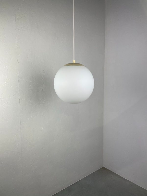 HALA Zeist Vintage glass sphere 30 cm. pendant lamp - 1970's globe light - Dutch design ball hanging lamp echt vintage