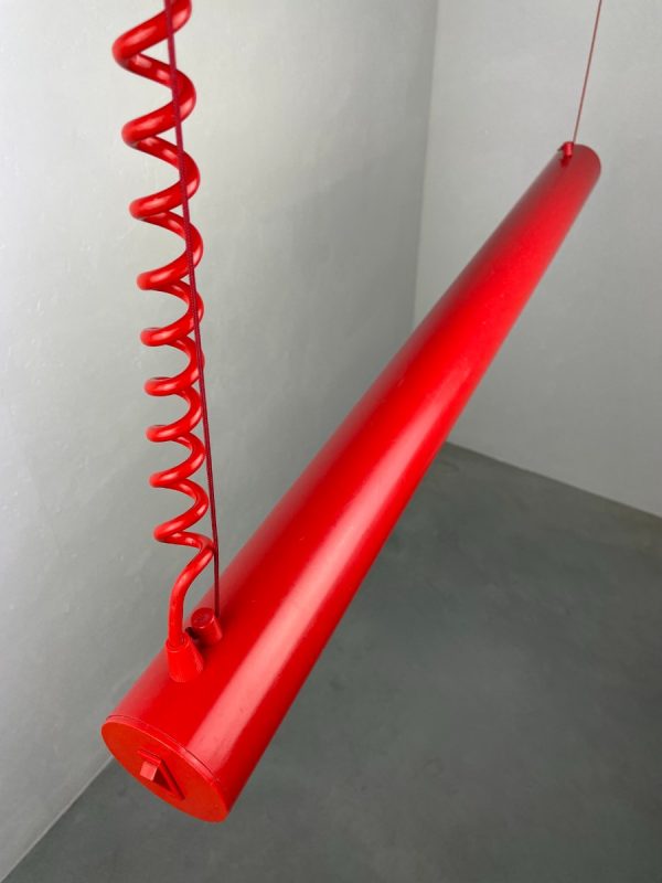 echtvintage Modern fluorescent tube lamp - echt vintage 90s lighting - rare red plastic pop-art light by Massive Belgium