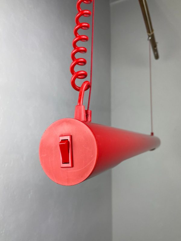 echtvintage Modern fluorescent tube lamp - echt vintage 90s lighting - rare red plastic pop-art light by Massive Belgium