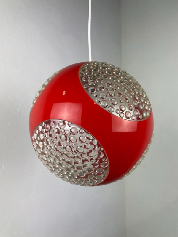 Space age 1970s pendant lamp - Massive Belgium - red plastic light - vintage iconic lighting - pop art design echtvintage