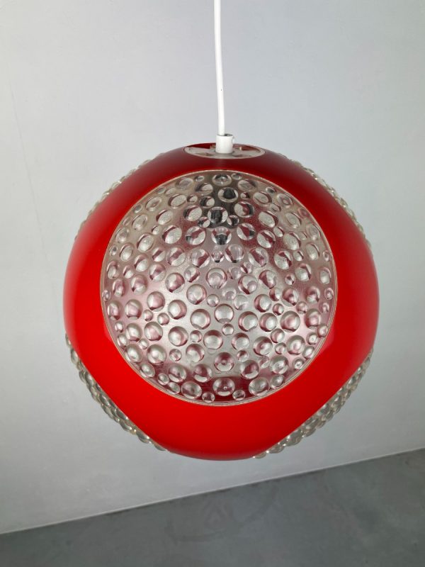 Space age 1970s pendant lamp - Massive Belgium - red plastic light - vintage iconic lighting - pop art design echtvintage