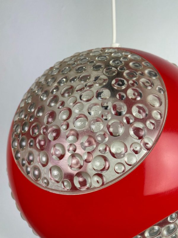 Space age 1970s pendant lamp - Massive Belgium - red plastic light - vintage iconic lighting - pop art design echtvintage