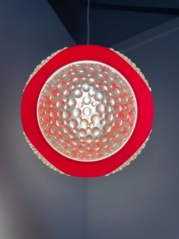 Space age 1970s pendant lamp - Massive Belgium - red plastic light - vintage iconic lighting - pop art design echtvintage