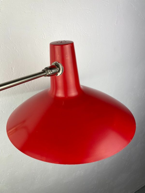 echt vintage Rare swivel wall lamp - vintage design lighting from the 50s - red aluminum lampshade - Modern Mid Century light