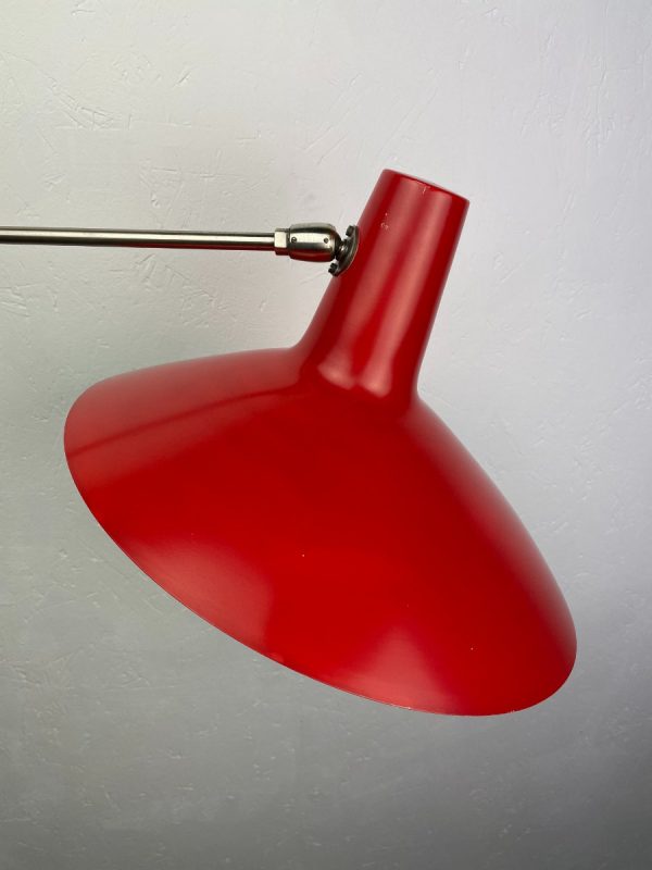 echt vintage Rare swivel wall lamp - vintage design lighting from the 50s - red aluminum lampshade - Modern Mid Century light