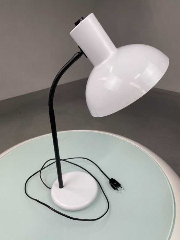 1980s design desk lamp - Anvia Almelo Holland gooseneck lighting - modern white metal table light