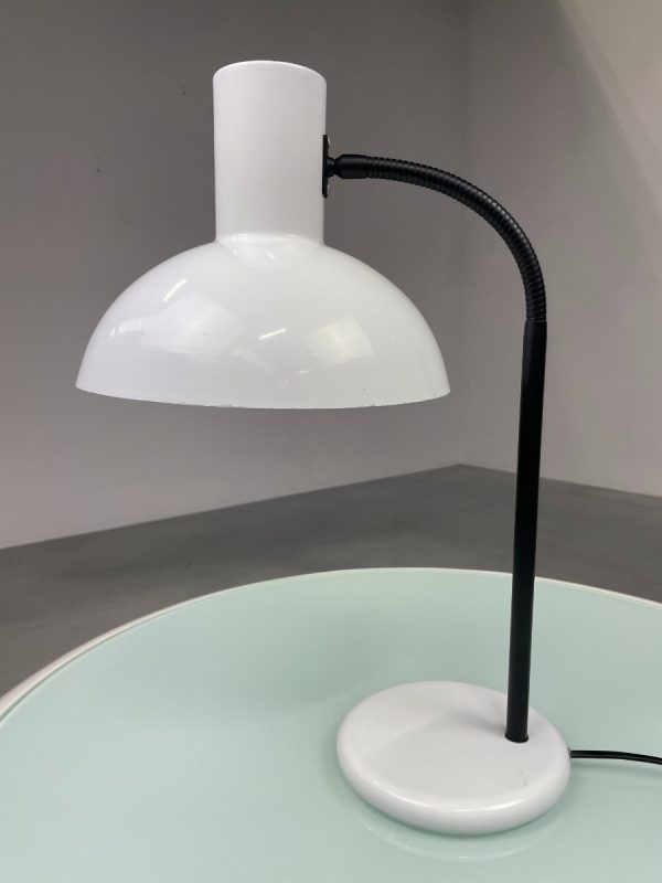 1980s design desk lamp - Anvia Almelo Holland gooseneck lighting - modern white metal table light