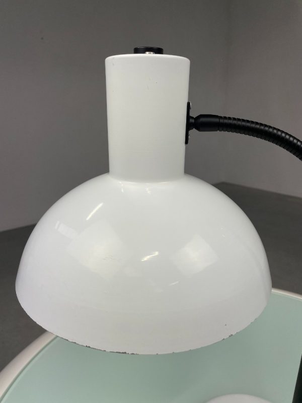 1980s design desk lamp - Anvia Almelo Holland gooseneck lighting - modern white metal table light