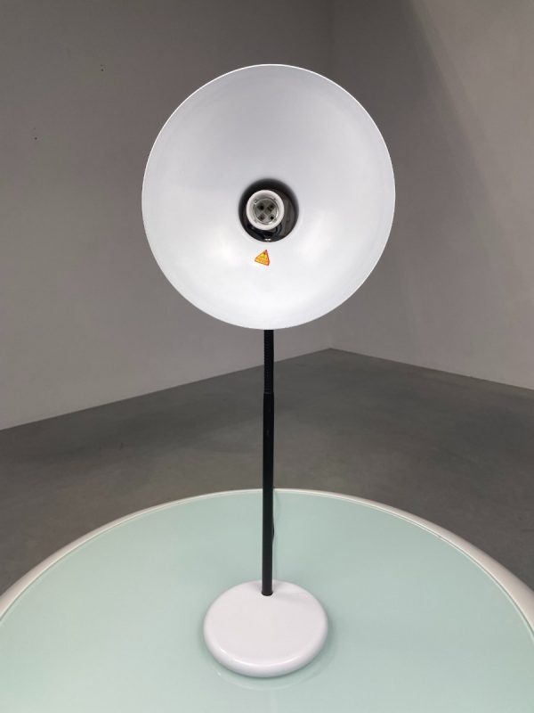 1980s design desk lamp - Anvia Almelo Holland gooseneck lighting - modern white metal table light