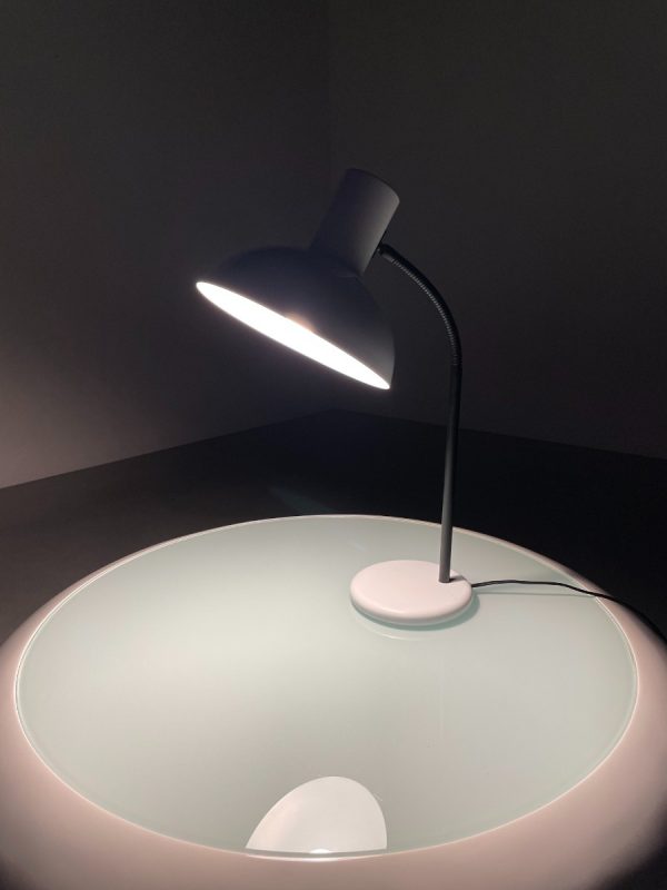 1980s design desk lamp - Anvia Almelo Holland gooseneck lighting - modern white metal table light