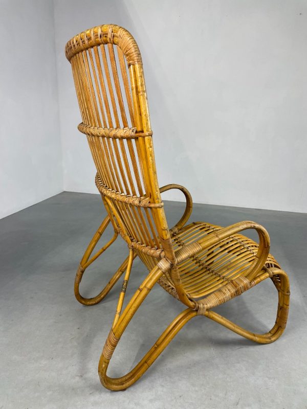 Vintage bamboo lounge chair from Rohé Noordwolde Netherlands 1950s - rare Dutch rattan design echt vintage