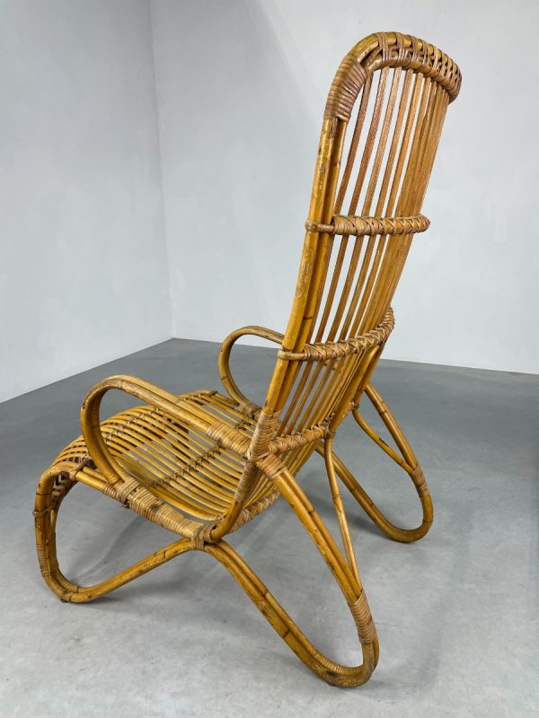 Vintage bamboo lounge chair from Rohé Noordwolde Netherlands 1950s - rare Dutch rattan design echt vintage