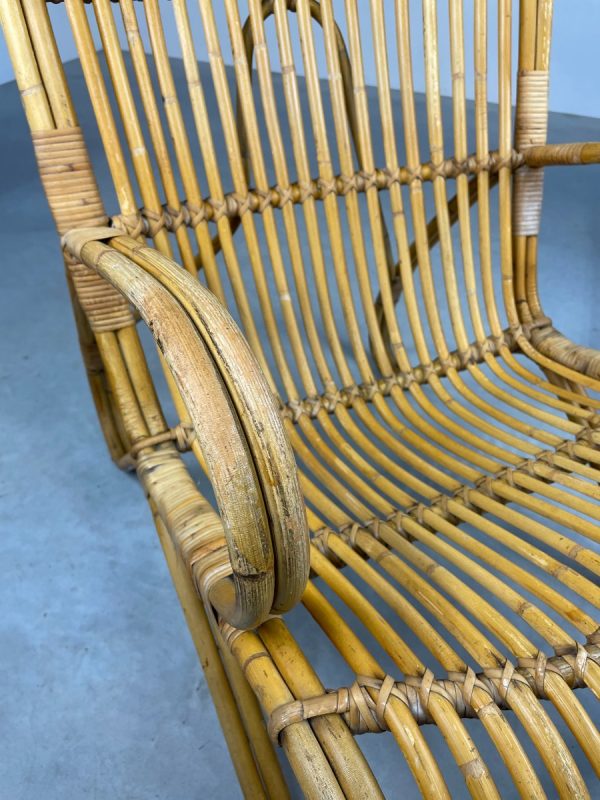 Vintage bamboo lounge chair from Rohé Noordwolde Netherlands 1950s - rare Dutch rattan design echt vintage