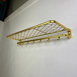 echt Vintage design wall coat rack made of aluminum with brass color - long rail with 7 hooks hat rack