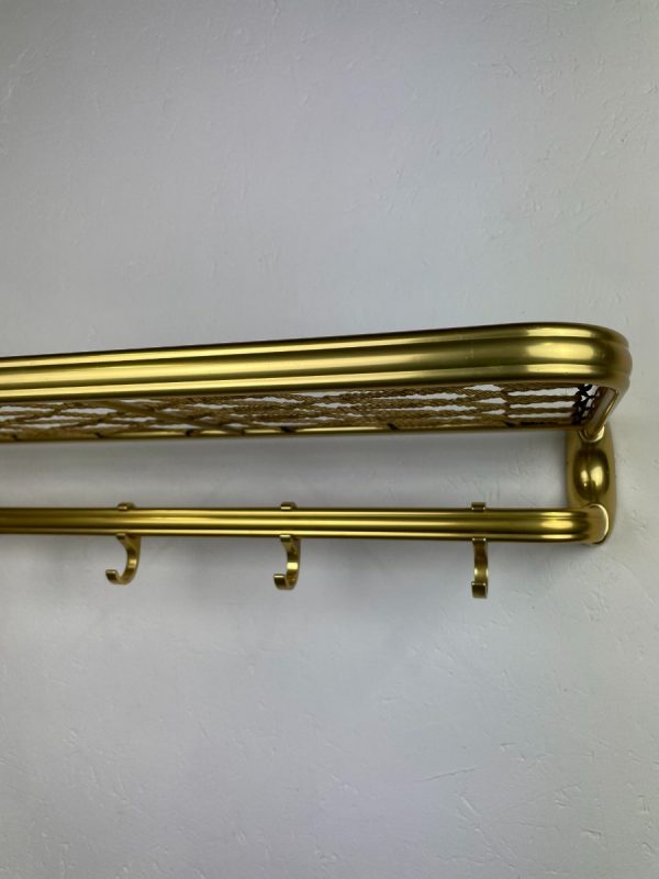 echt Vintage design wall coat rack made of aluminum with brass color - long rail with 7 hooks hat rack