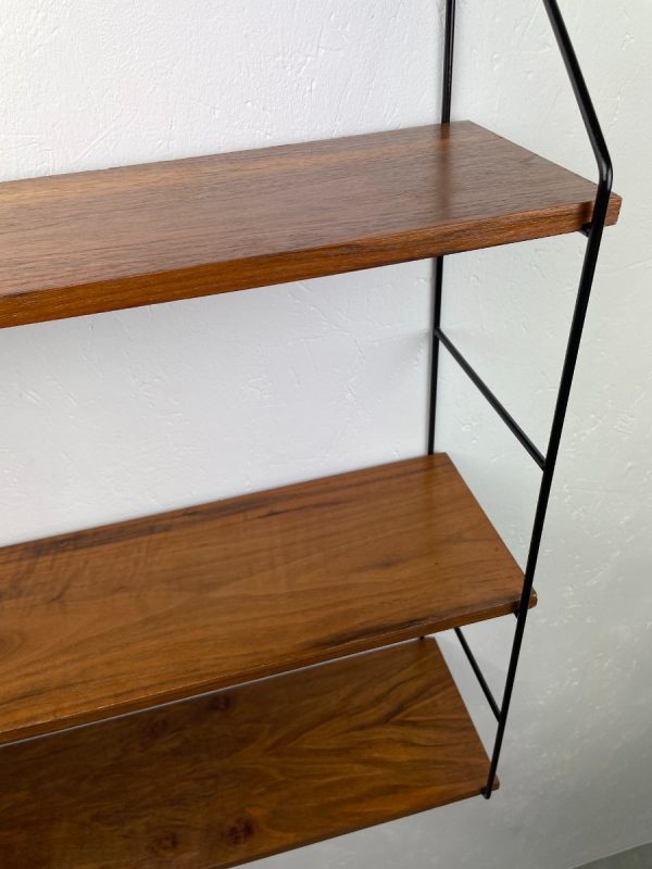 Vintage wall rack - original 70s design shelf - modern Dutch bookshelf metal wood veneer echtvintage